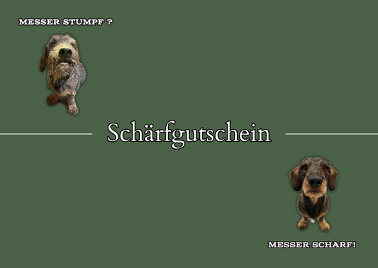 Teckel Schärfgutschein - Geschenkgutschein für professionellen Messerschärfservice aus Solingen